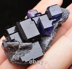 26.5g Naturel Fluorite Violet Grow Avec Cristal Cluster Minéral Specimen