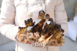 2700g Naturel Belle Citrine Smoke Quartz Crystal Cluster Spécimen Tibétain