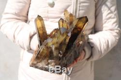 2740g Naturel Belle Citrine Smoke Quartz Crystal Cluster Spécimen Tibétain