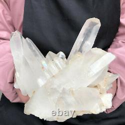3.01lb Naturel Blanc Clair Quartz Cristal Cluster Spécimen De Guérison De La Toux