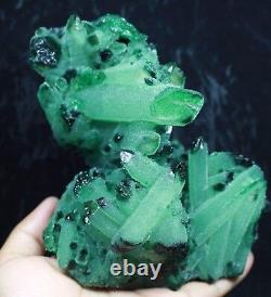 3,15 lb RARE! Nouvelle découverte spécimen de cluster de cristal de quartz vert naturel et magnifique