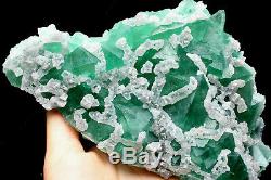 3.2lb Naturel Calcite Octahedral Vert Fluorite Cristal Cluster Minéral Spécimen