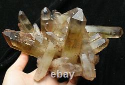 3.2lb Naturel Clair Smoky Citrine Quartz Point Cristal Cluster De Guérison Minéral
