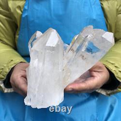 3.38lb Naturel Blanc Clair Quartz Cristal Cluster Spécimens De Guérison De La Toux