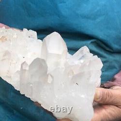 3.3lb Naturel Blanc Clair Quartz Cristal Cluster Dur De Guérison Des Spécimens