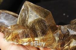 3.47lb Rare Natural Clear Golden Rutilated Quartz Crystal Cluster Specimen
