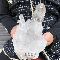 3.49lb Naturel Blanc Transparent Quartz Cristal Cluster Specimenhealing 1120