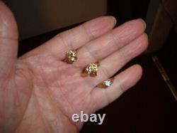 3 Solide 14k 10k Or Antique Diamond & Blue Crystal Anneau Taille 6, 3.5, 3.25,4g