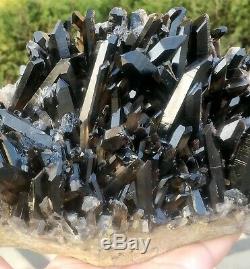 3041g Naturel Belle Noir Cristal De Quartz Grappe Minérale Spécimen Rare