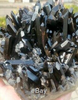 3041g Naturel Belle Noir Cristal De Quartz Grappe Minérale Spécimen Rare