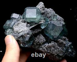 306,6g Bleu Vert Fluorite Quartz Cristal Cluster Mineral Specimen