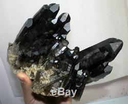 3129g Aa ++ Rare Amazing Beautiful Black Quartz Crystal Cluster Tibetan Specimen