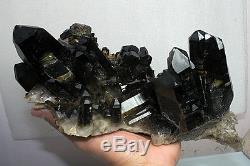 3129g Aa ++ Rare Amazing Beautiful Black Quartz Crystal Cluster Tibetan Specimen