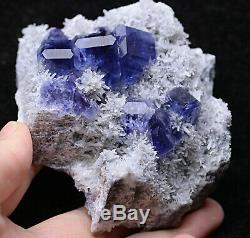 319.1g Bleu Violet Fluorite Quartz Cluster Minéral Spécimen