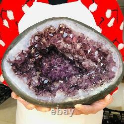 35.42lb Geode Naturel Améthyste Quartz Cluster Échantillon Healing T56