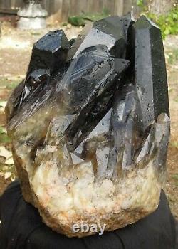 35.8 Lb Natural XL Black Quartz Cristal Cluster Mineral Specimen Rare
