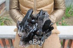 3580g Natural Beautiful Black Quartz Crystal Cluster Tibetan Specimen # 02