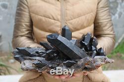 3580g Natural Beautiful Black Quartz Crystal Cluster Tibetan Specimen # 02