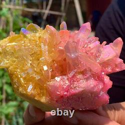 380g Colorful Phantom Quartz Crystal Cluster Mineral Specimen Healing Rainbow