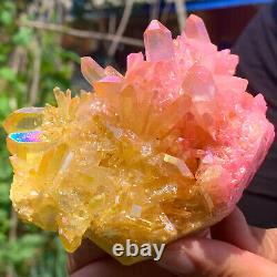 380g Colorful Phantom Quartz Crystal Cluster Mineral Specimen Healing Rainbow