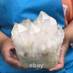 4.04lb Naturel Blanc Clair Quartz Cristal Cluster Spécimens De Guérison De La Toux