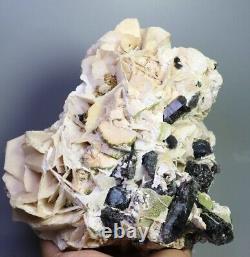4.22lb Cassiterite Naturel Symplesite Et Cristal Noir Cluster Minéral Specimen
