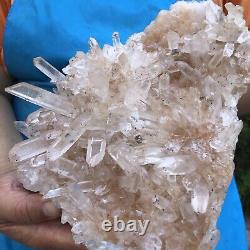 4.44lb Naturel Blanc Clair Quartz Cristal Cluster Spécimens De Guérison De La Toux