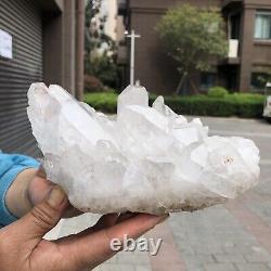 4.53lb Naturel Blanc Transparent Quartz Cristal Cluster Specimenhealing 1155