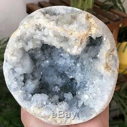 4.56lb Naturel Célestite Geode Quartz Cluster Spécimens Minéraux De Guérison