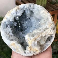 4.56lb Naturel Célestite Geode Quartz Cluster Spécimens Minéraux De Guérison