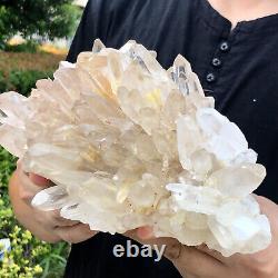 4.61lb Naturel Blanc Clair Quartz Cristal Cluster Spécimens De Guérison De La Toux