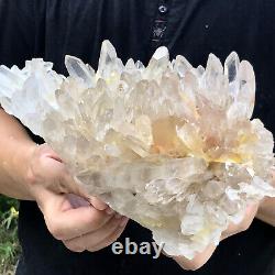 4.61lb Naturel Blanc Clair Quartz Cristal Cluster Spécimens De Guérison De La Toux