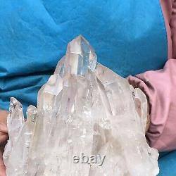 4.64lb Naturel Blanc Clair Quartz Cristal Cluster Spécimens De Guérison De La Toux