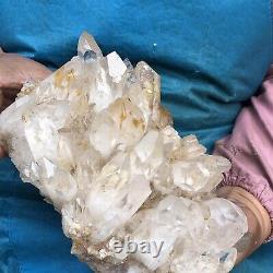 4,66 LB spécimen de grappe de cristaux de quartz blanc clair, naturel et magnifique