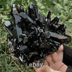 4.86lb Natural Beautiful Black Quartz Crystal Cluster Mineral Specimen Rare 419b