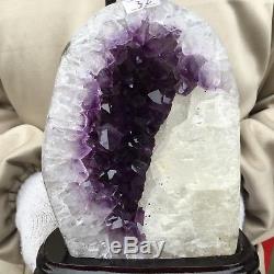 4.95lb Améthyste Naturel Cristal De Quartz Spécimen De Géode Guérison + Standun148