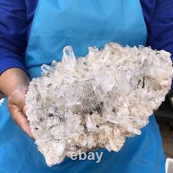 4.97LB Cluster naturel de cristaux de quartz clair blanc brut, spécimen de guérison
