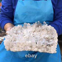 4.97LB Cluster naturel de cristaux de quartz clair blanc brut, spécimen de guérison