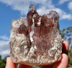 400g/ Rare Grande Grappe De Quartz À Hématite Rouge, Zambie