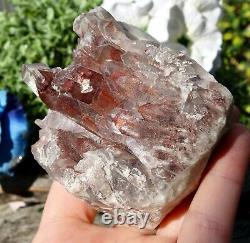 400g/ Rare Grande Grappe De Quartz À Hématite Rouge, Zambie