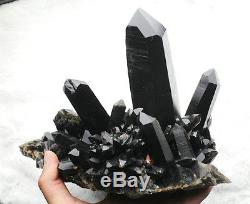 4187g Rare Beautiful Black Quartz Crystal Cluster Tibetan Specimen