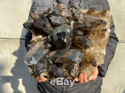 44,6 Lbs Naturel Quartz Fumé Grappe De Guérison Cristal Mineral Point Spécimen B01