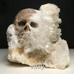 446g Amas De Cristal Naturel, Pierre De Spécimen, Sculpté À La Main, Le Crâne. Guérison