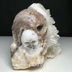 446g Amas De Cristal Naturel, Pierre De Spécimen, Sculpté À La Main, Le Crâne. Guérison