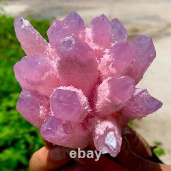 464G Nouvelle trouvaille de grappe de cristaux de quartz rose Phantom spécimen minéral de guérison