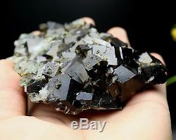 480g De Grappes De Cristal De Grenat Andradite Noir Naturel, Quartz, Mongolie Intérieure, Chine