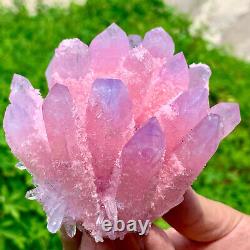 490G Nouveau Cluster de cristaux de quartz rose Phantom récemment découvert.
