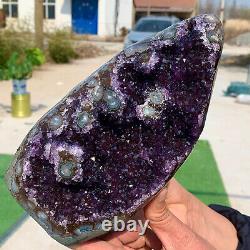 5.09lb Geode Naturel Améthyste Quartz Cluster Échantillon De Cristal Heali