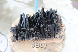 5.3kg Beau Spécimen Tibétain De Grappe De Cristal De Quartz Noir Naturel