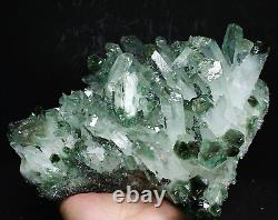 5,69 lb RARE ! Nouvelle trouvaille spécimen de grappe de cristaux de quartz vert naturel et magnifique.